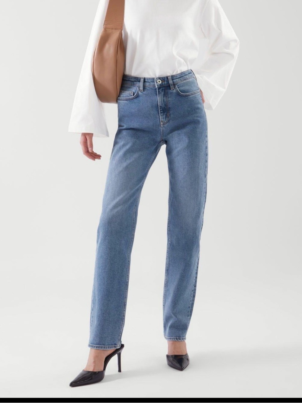 COS Column Jeans 26 high rise straight leg med blue wash excellent condition
